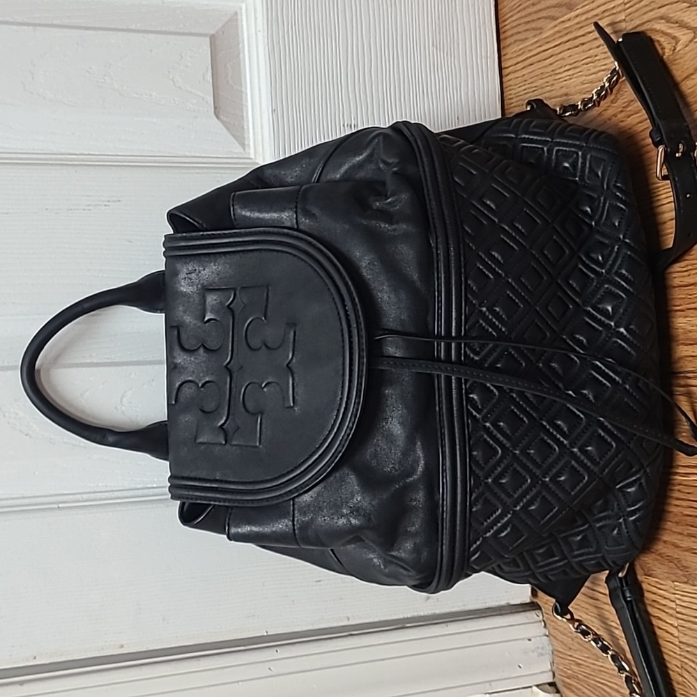 Tory Burch Black Quilted Backpack